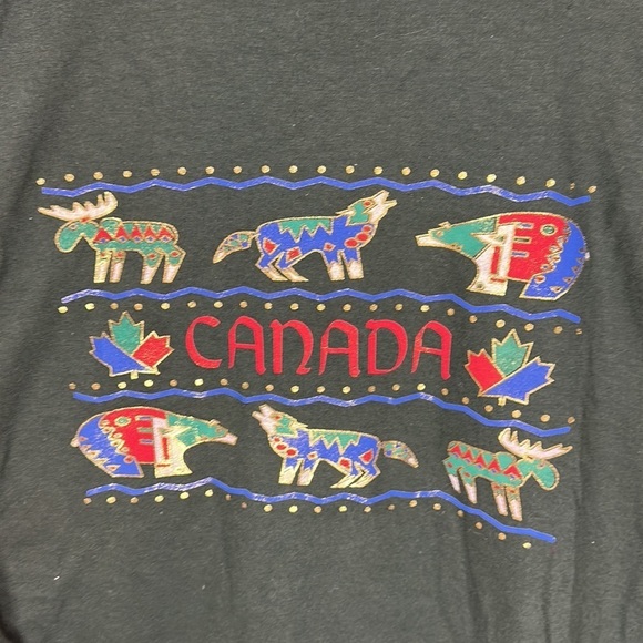 Quality Goods Canada T Shirt Tribal Print Forest Green Made in Canada XL - Picture 2 of 6